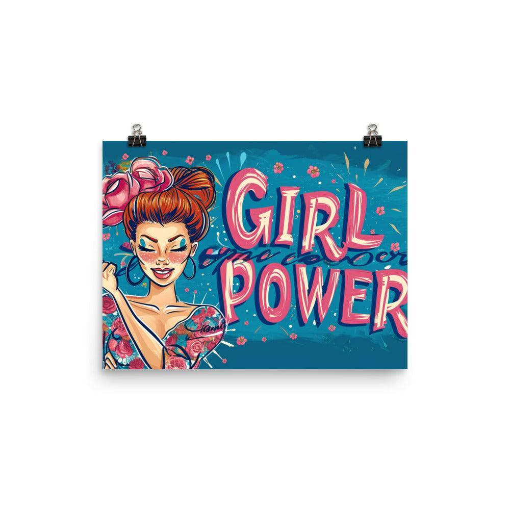 Girl Power Quote Confident Female Wink Floral Art Poster - Oh Posters