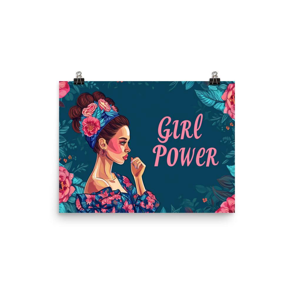 Girl Power Quote Feminine Strength Floral Background Illustration Poster - Oh Posters