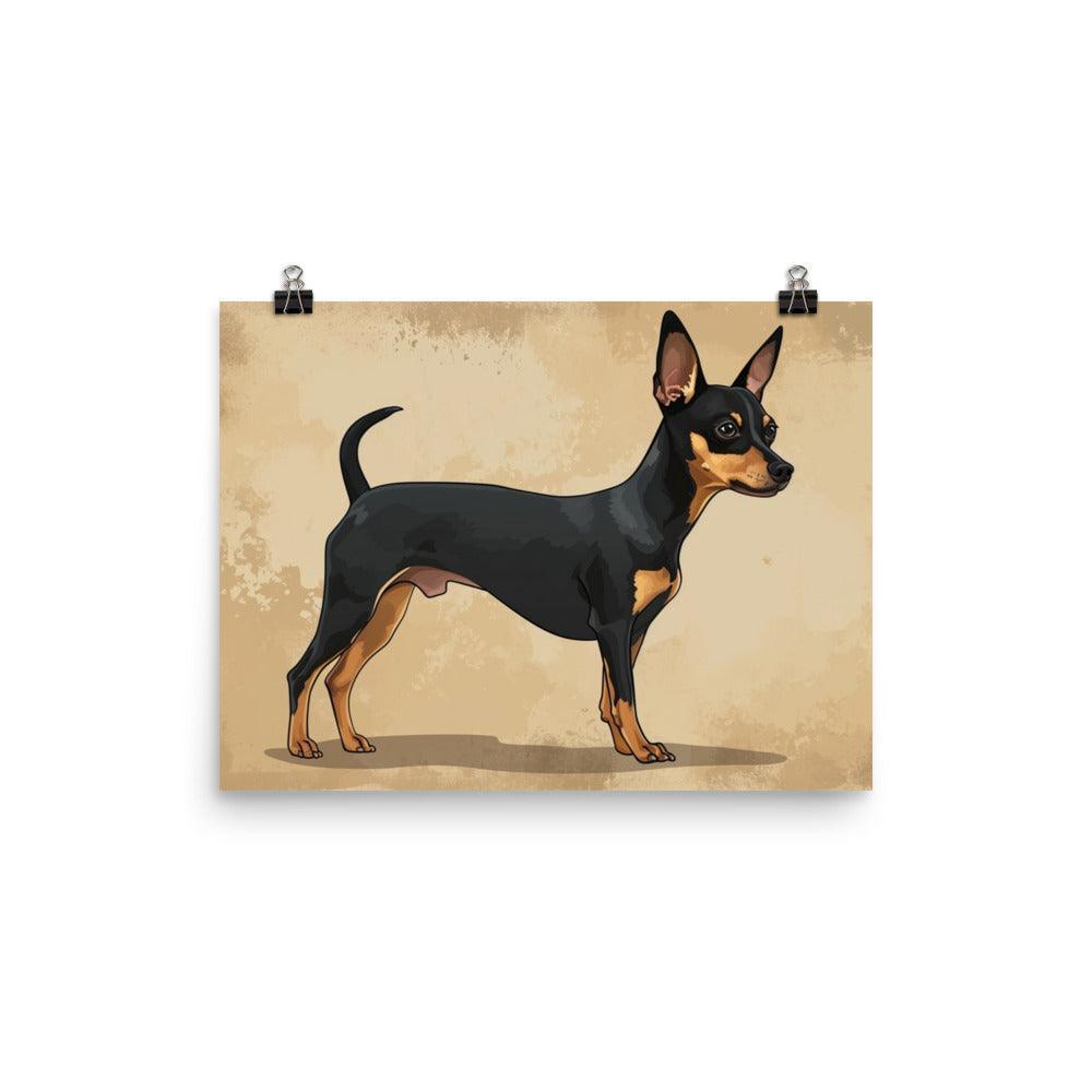 Elegant English Toy Terrier Illustrated Portrait Poster - Oh Posters