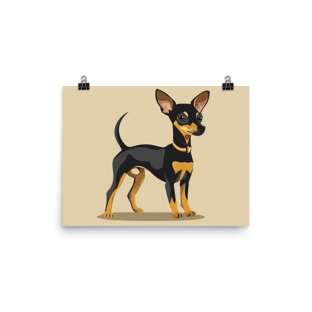 Charming English Toy Terrier Cartoon Illustration Poster - Oh Posters