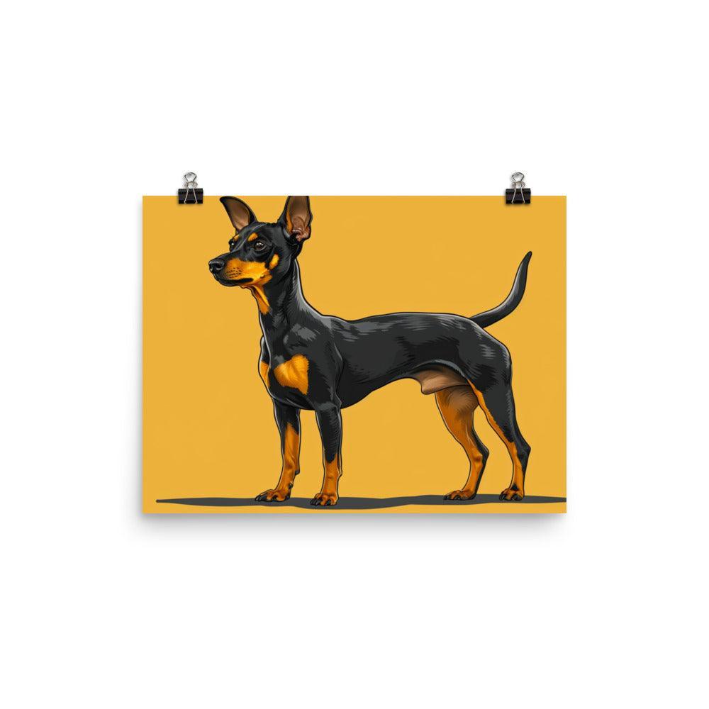 Bold English Toy Terrier Graphic on Yellow Poster - Oh Posters