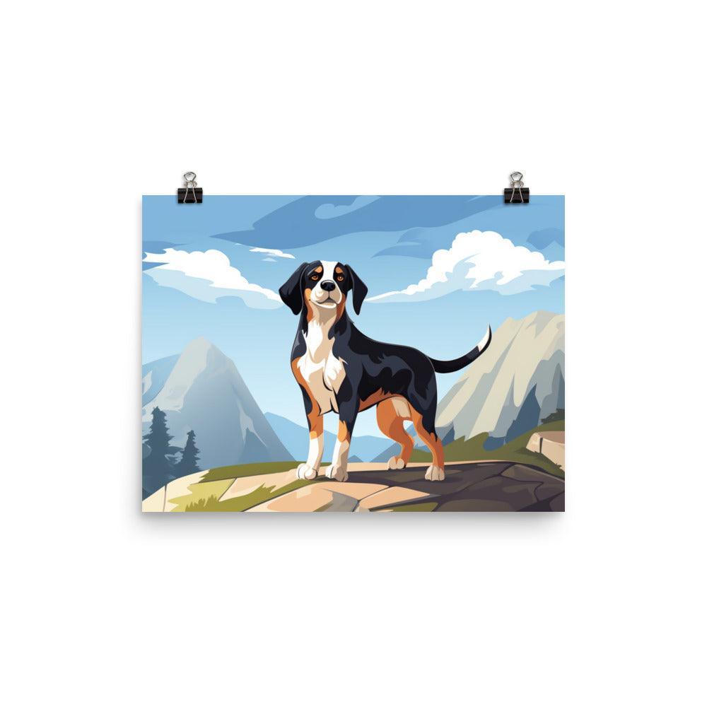 Entlebucher Mountain Dog Animated Alpine Adventure Poster - Oh Posters