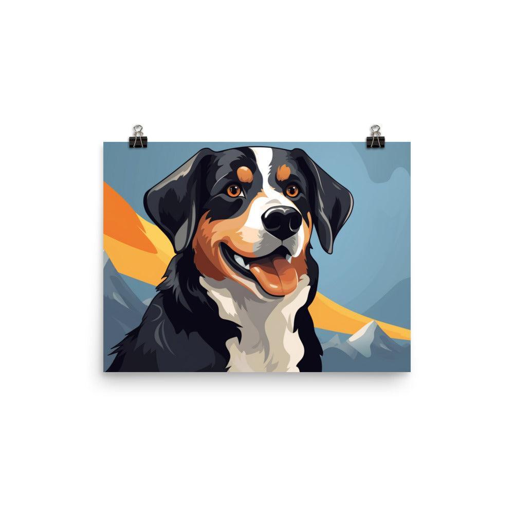 Entlebucher Mountain Dog Vibrant Mountain Illustration Poster - Oh Posters