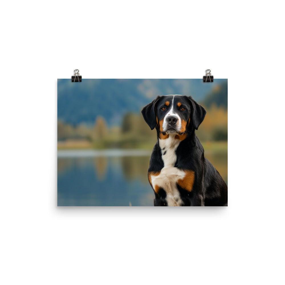 Entlebucher Mountain Dog Lake View Photography Poster - Oh Posters