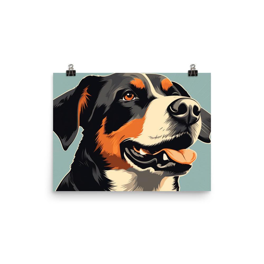 Entlebucher Mountain Dog Close-Up Illustration Poster - Oh Posters