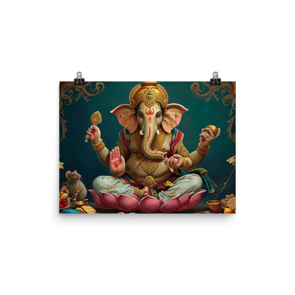 Ganesha Sacred Elephant God with Offerings and Incense Poster - Oh Posters