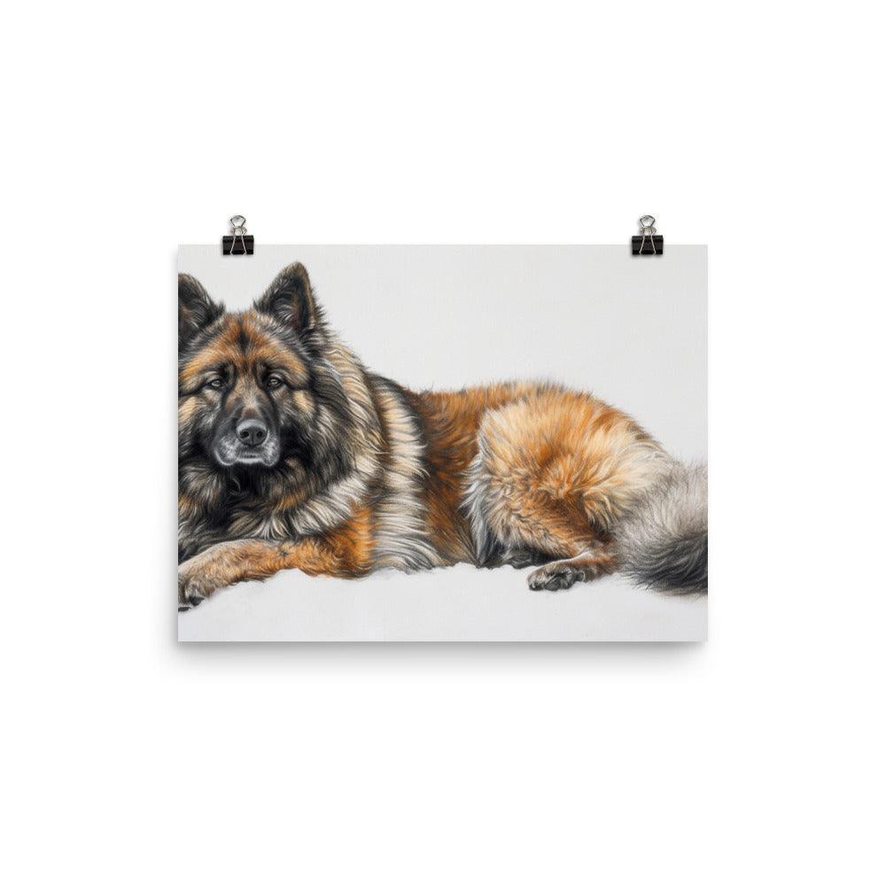 Lifelike Eurasier Dog Pencil Drawing Artwork Poster - Oh Posters