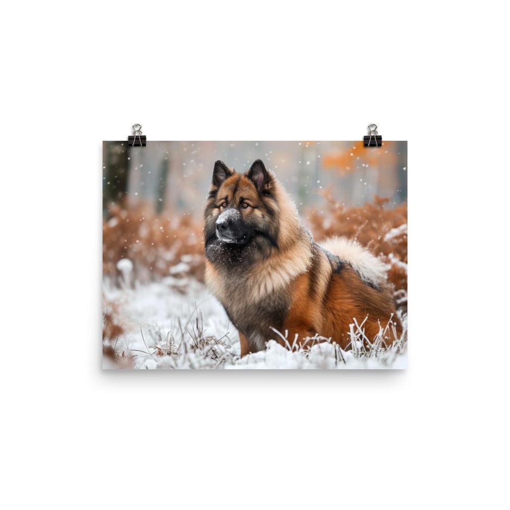 Majestic Eurasier in Winter Forest Photography Poster - Oh Posters