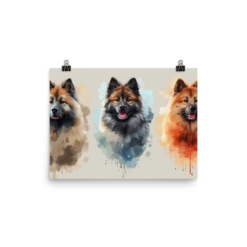 Eurasier Dog Trio Watercolor Style Artwork Poster - Oh Posters