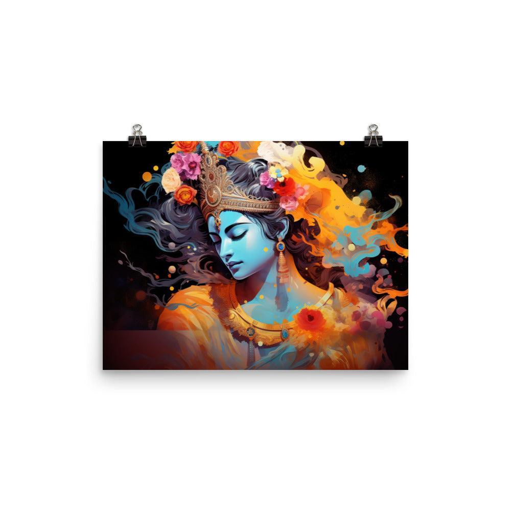 Krishna Ethereal Aura Digital Art Poster - Oh Posters