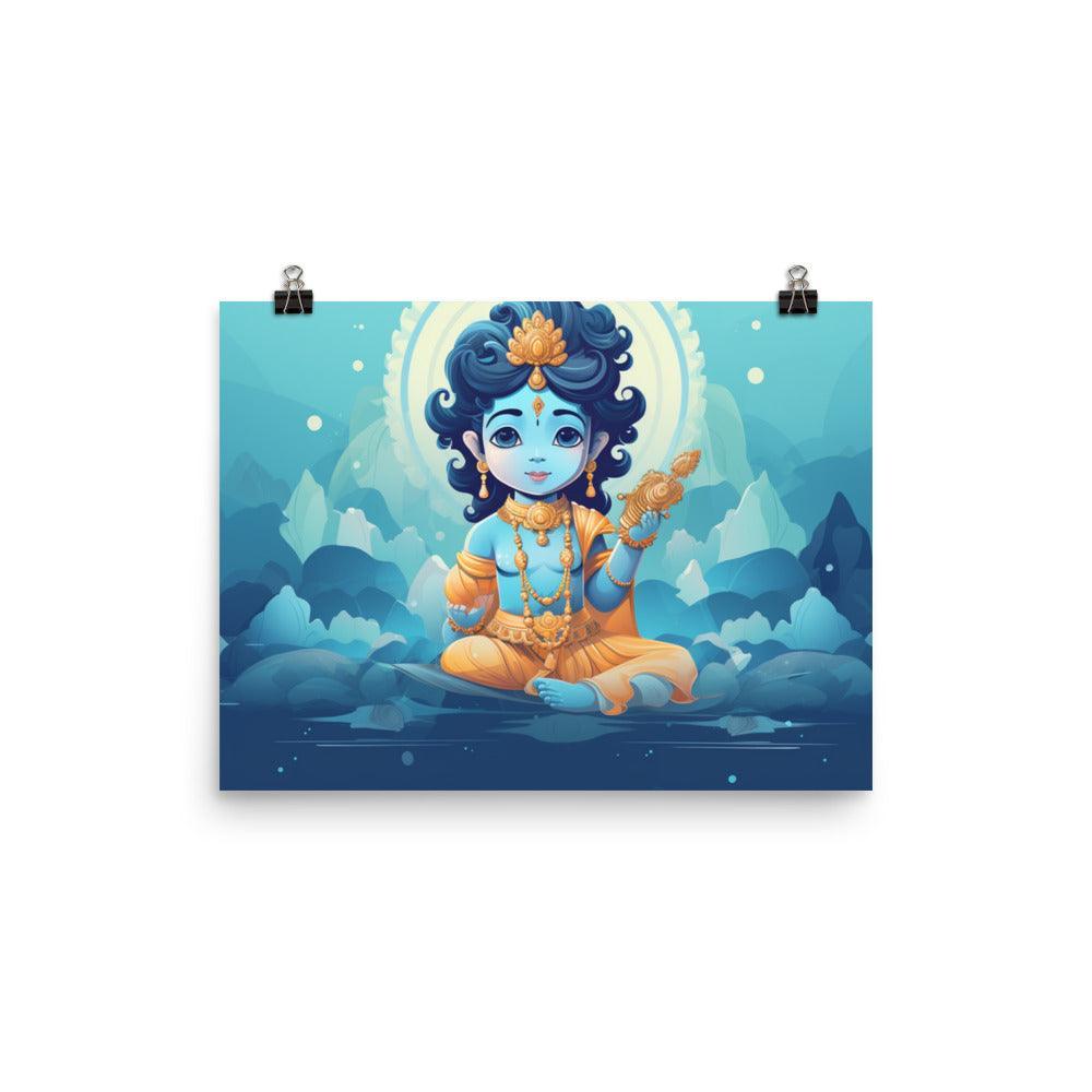 Krishna Playful Child Vector Art Poster - Oh Posters