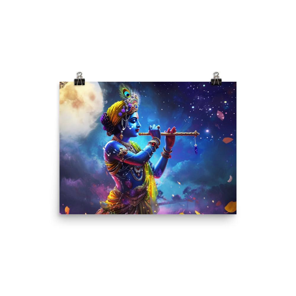 Krishna Enchanted Forest Nighttime Poster - Oh Posters