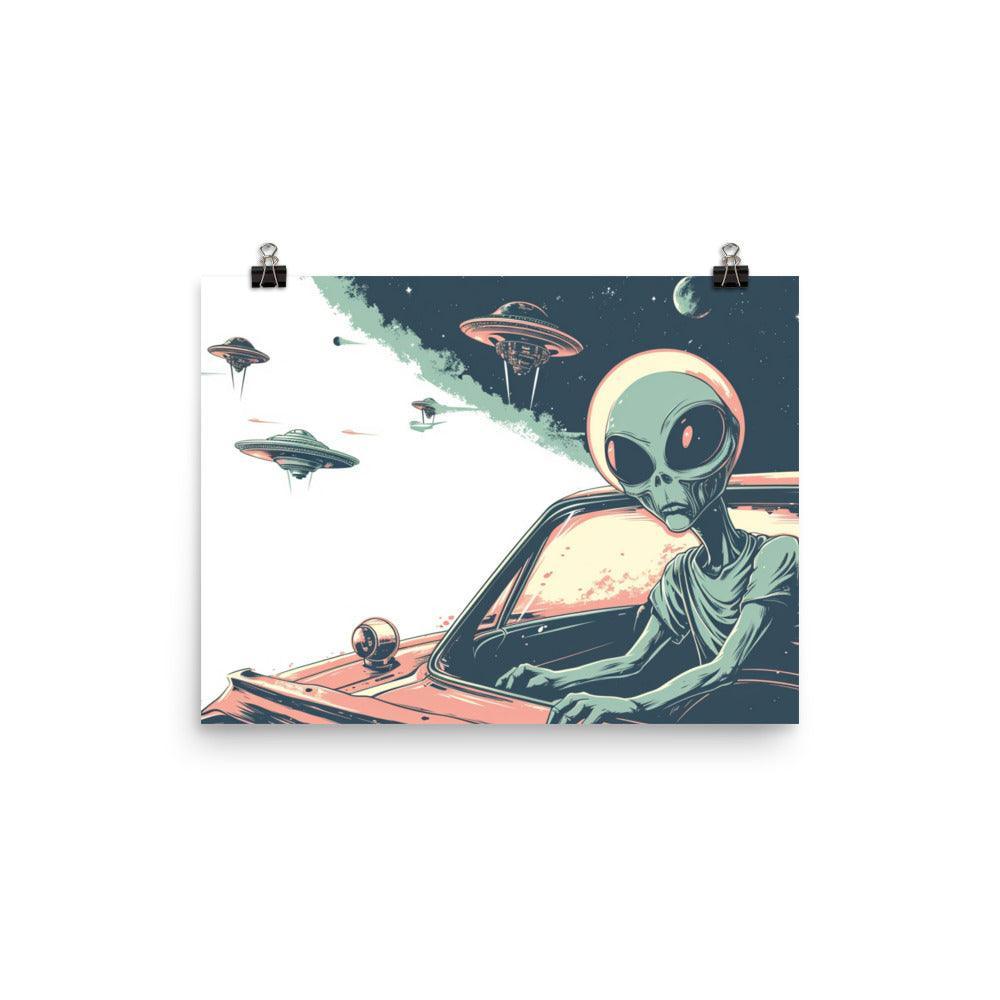 Extraterrestrial Driver Vintage Sci-Fi Art Poster - Oh Posters