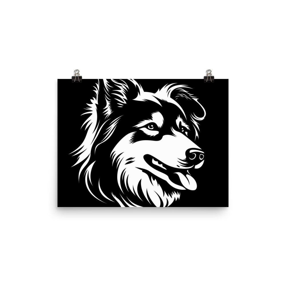 Finnish Lapphund Bold Black and White Silhouette Poster - Oh Posters