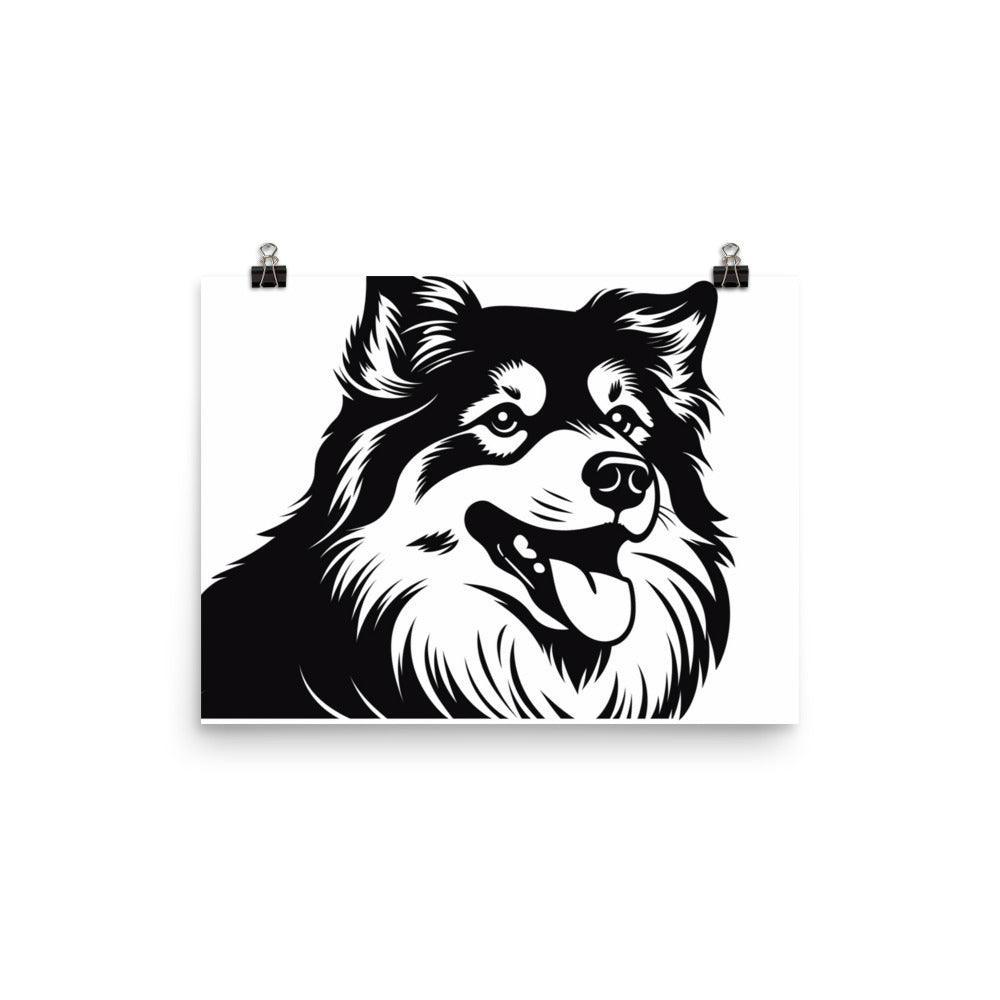 Finnish Lapphund Elegant Black and White Graphic Poster - Oh Posters