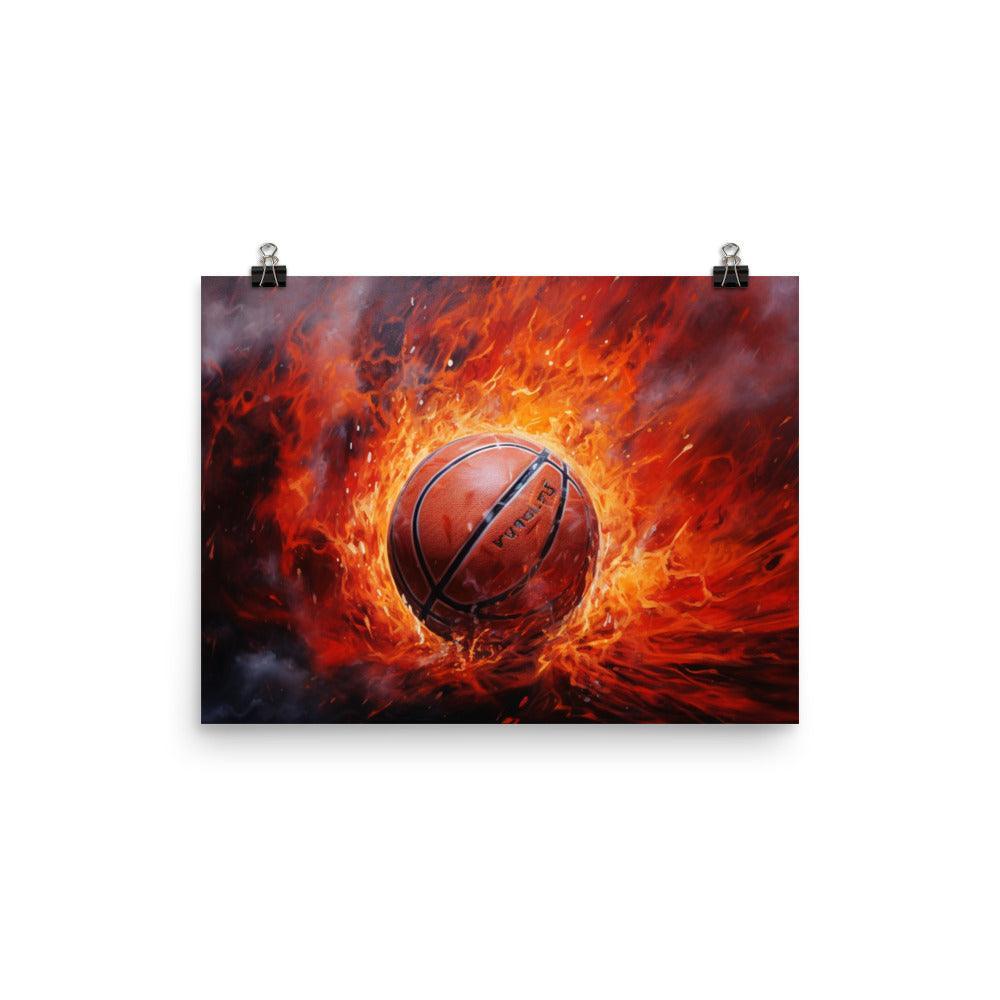 Fiery Slam Basketball Art Poster - Oh Posters