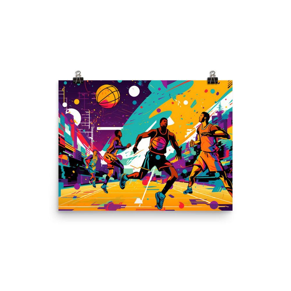 Retro Vibrant Basketball Game Poster - Oh Posters