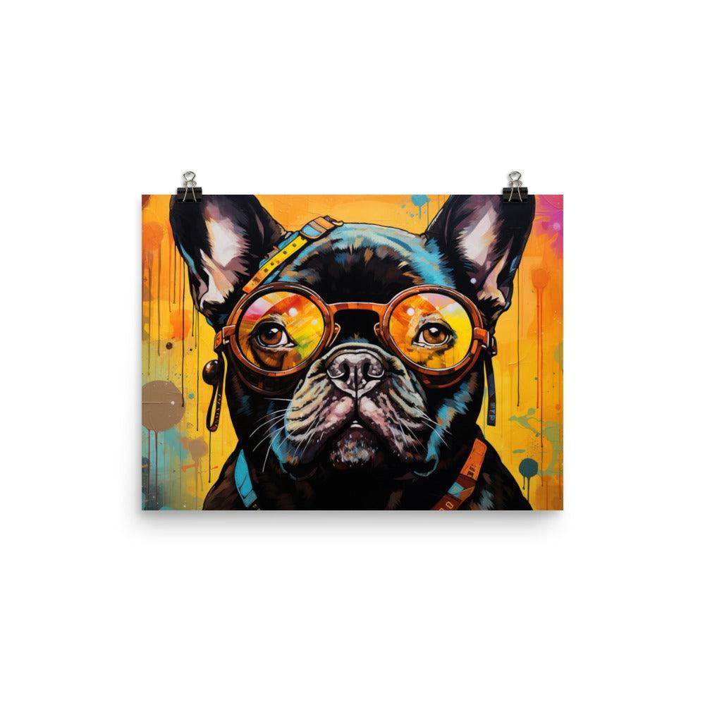 French Bulldog Hipster Digital Artwork Poster - Oh Posters