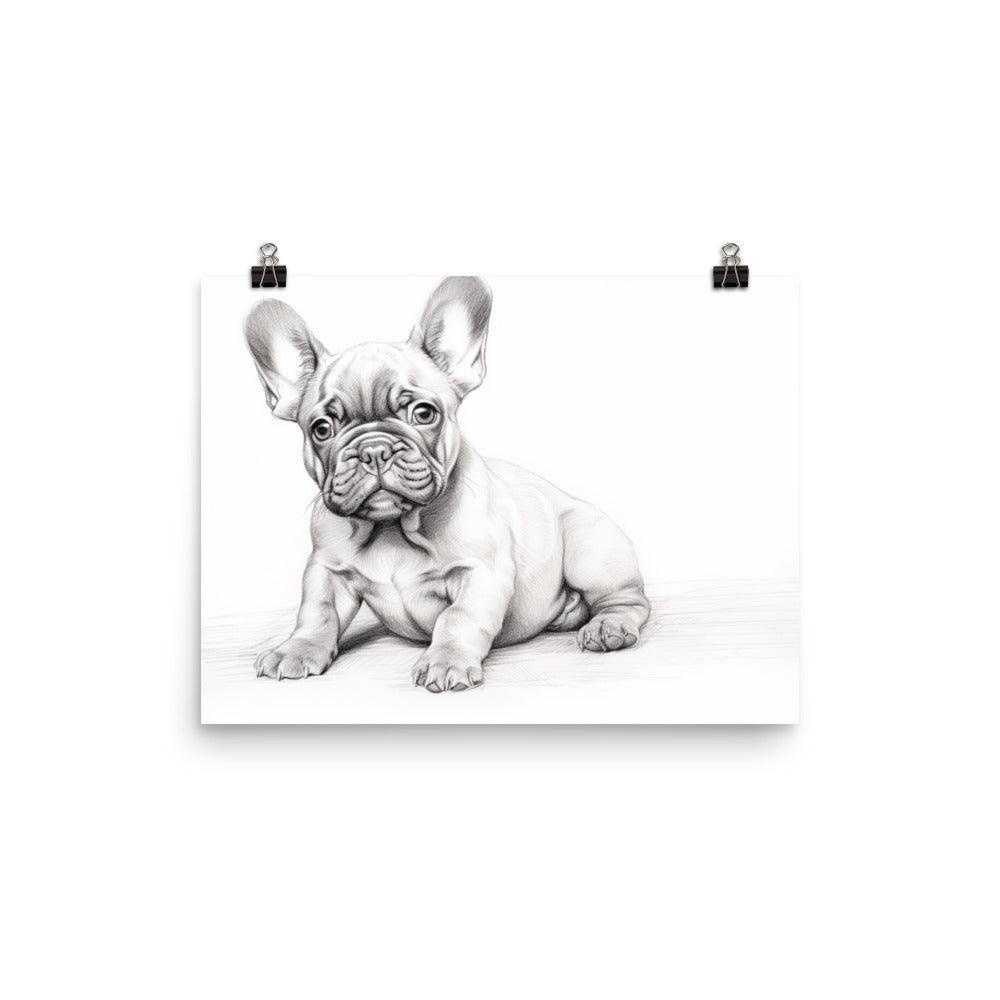 French Bulldog Pencil Sketch Art Poster - Oh Posters