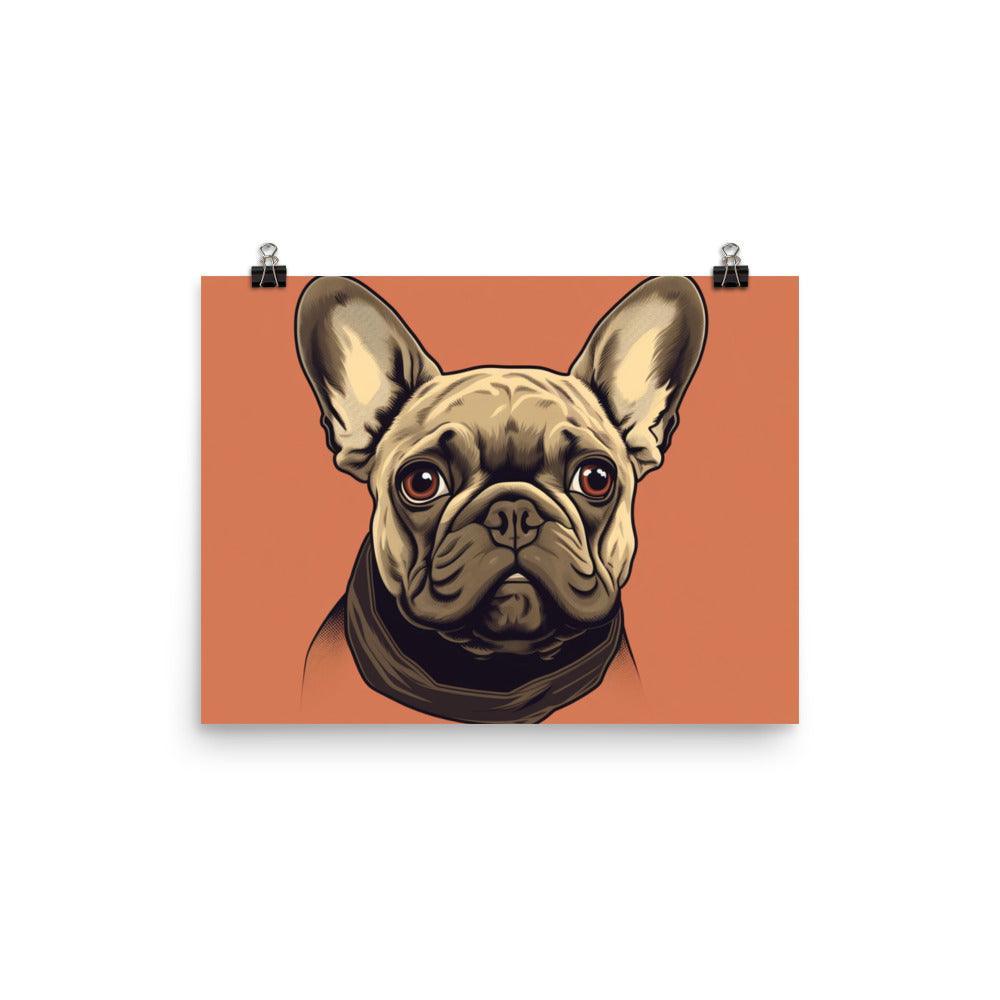 French Bulldog Digital Illustration Orange Background Poster - Oh Posters