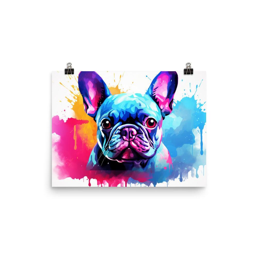 French Bulldog Watercolor Splash Colorful Art Poster - Oh Posters