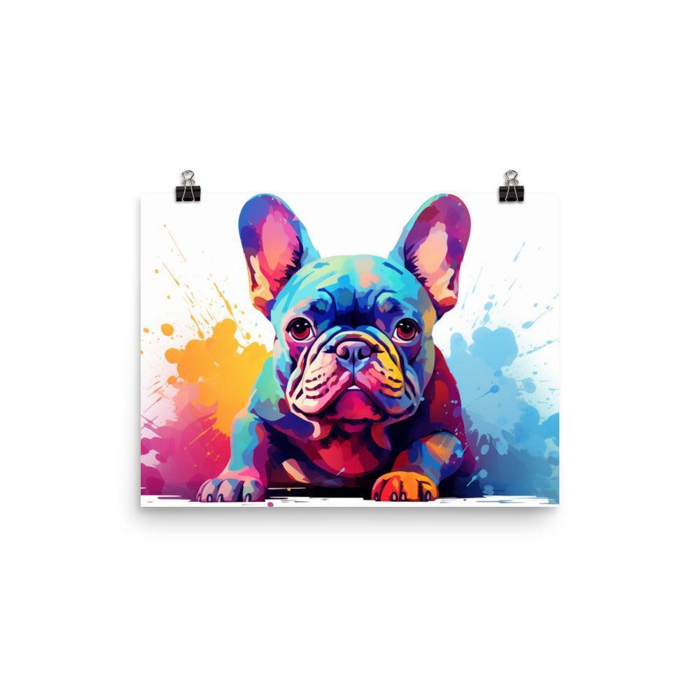 Expressive French Bulldog Color Explosion Art Poster - Oh Posters