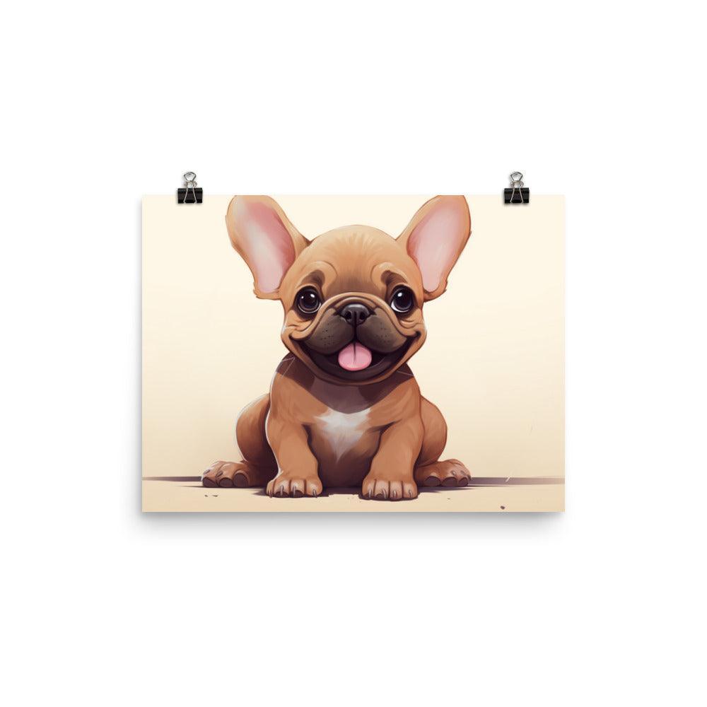 Happy Fawn French Bulldog Puppy Illustration Poster - Oh Posters