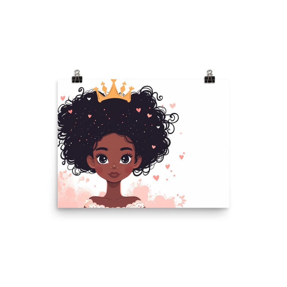 Crowned Black African Princess Heart Accents Character Poster - Oh Posters