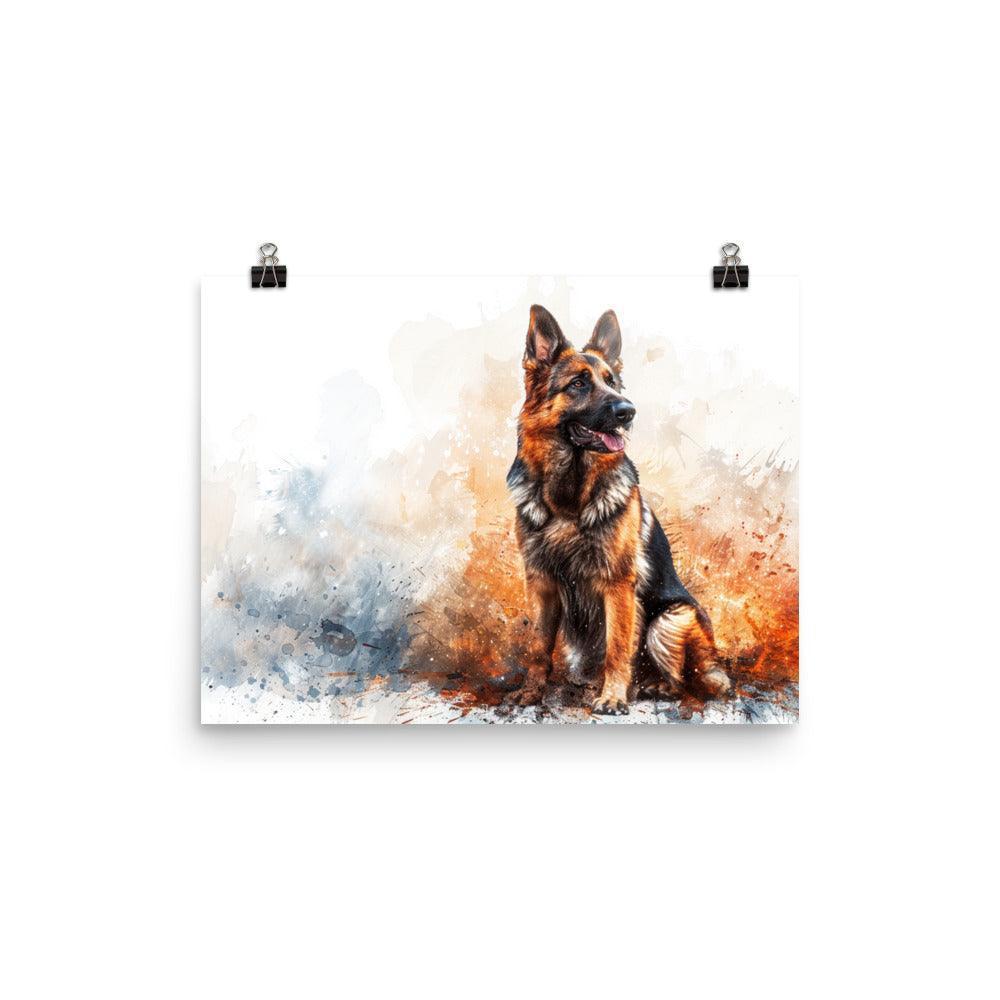 German Shepherd Vivid Watercolor Expression Poster - Oh Posters