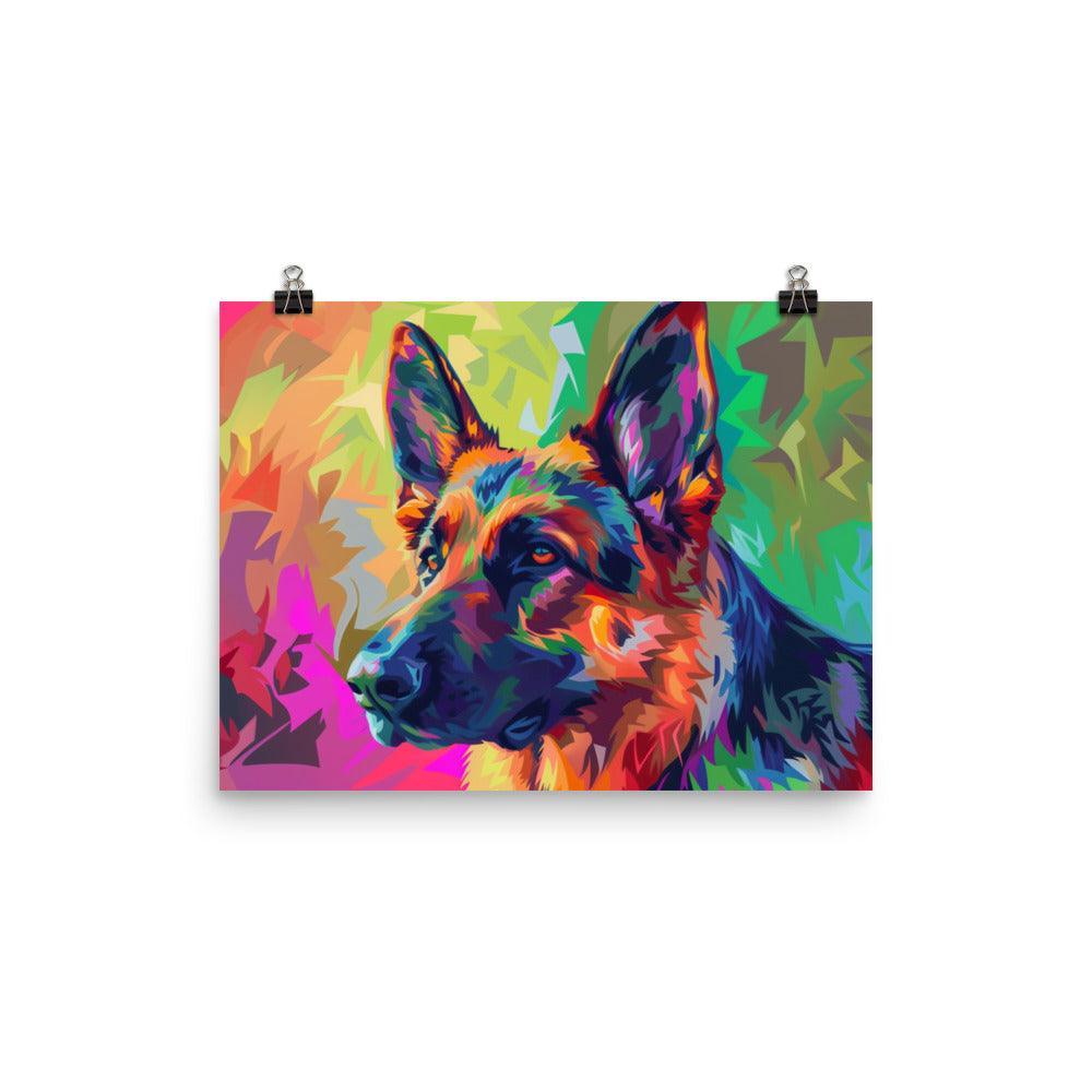 German Shepherd Geometric Pop Art Poster - Oh Posters