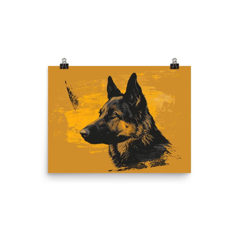 German Shepherd Silhouette Yellow Poster - Oh Posters