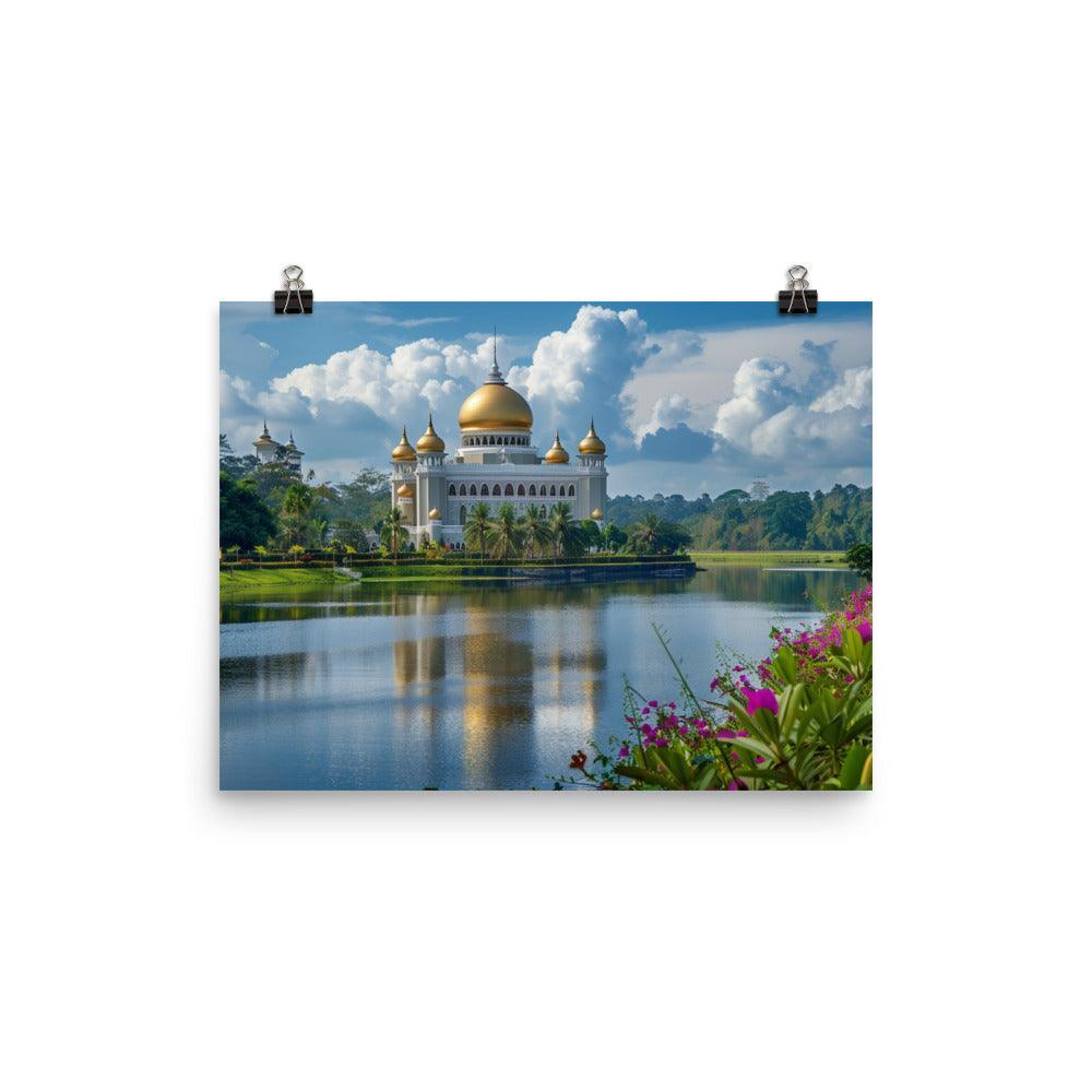 Brunei Sultan Mosque Lake View Photography Poster - Oh Posters