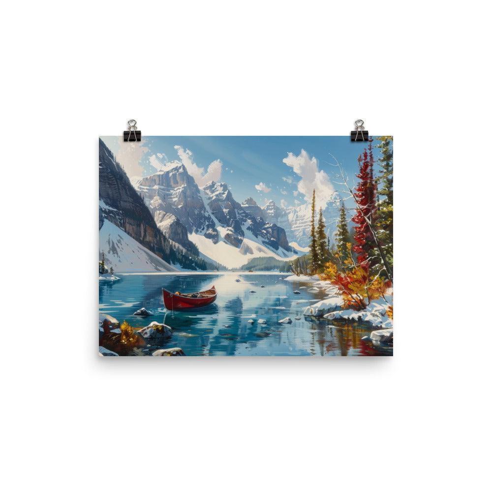 Crisp Canadian Winter Day with Canoe Scenic Landscape Poster - Oh Posters