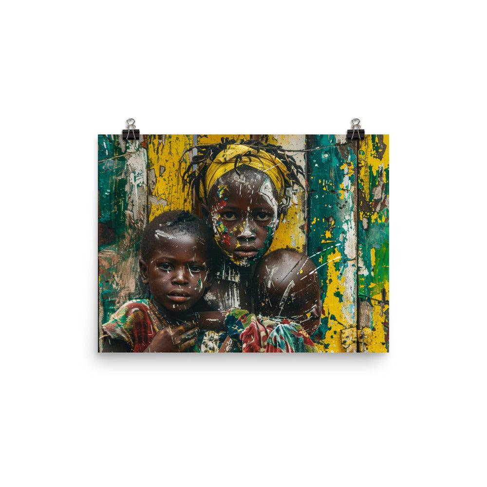 Central African Republic Vibrant Village Life Oil Painting Poster - Oh Posters