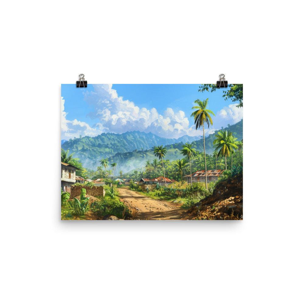 Comoros Tropical Village Road Landscape Painting Poster - Oh Posters