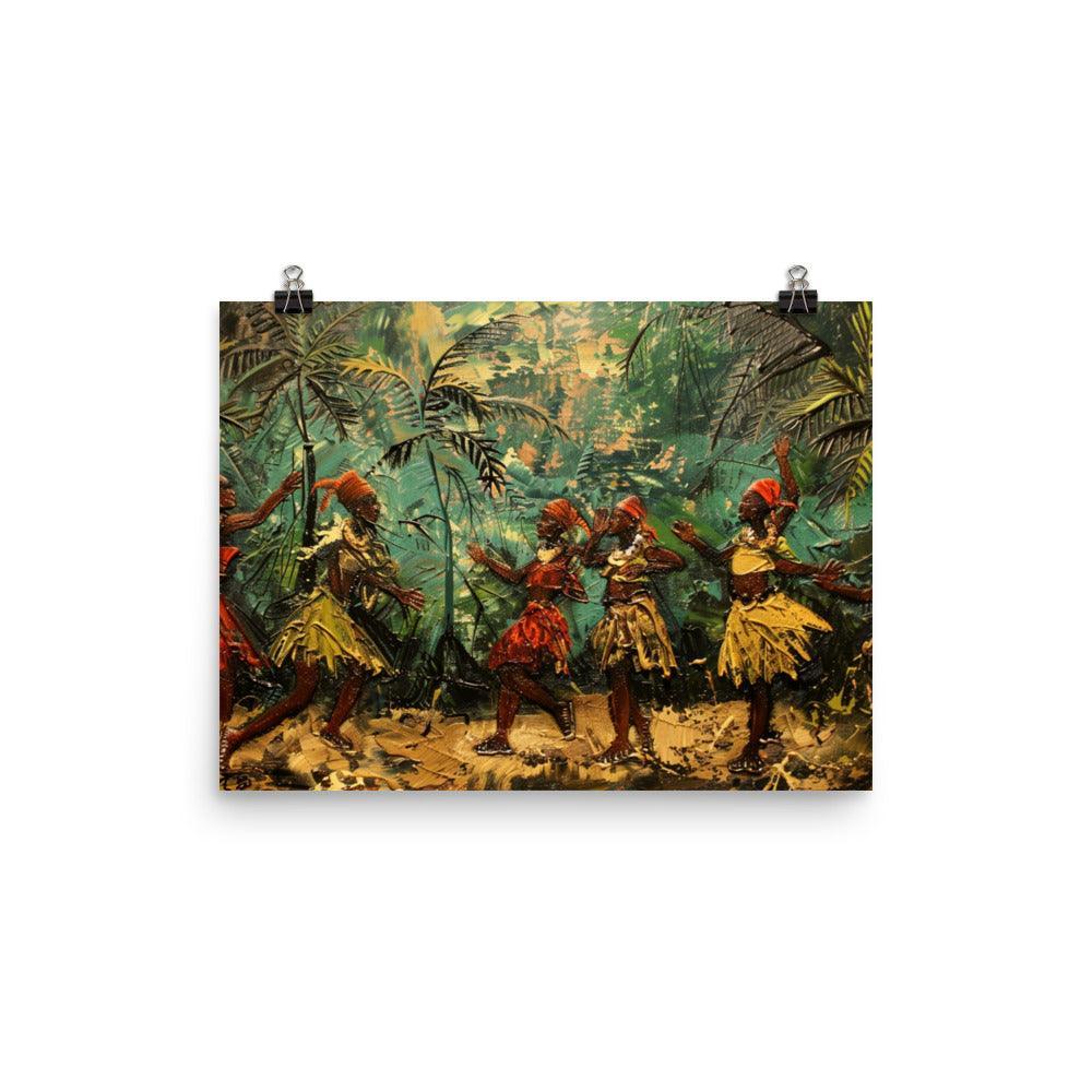 Congo Tribal Dance in Lush Forest Painting Poster - Oh Posters