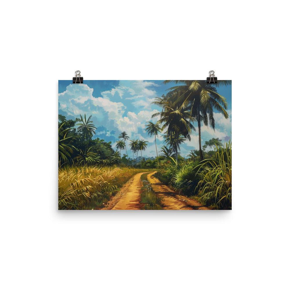 Côte d’Ivoire Palm-Lined Jungle Path Scenic Art Poster - Oh Posters