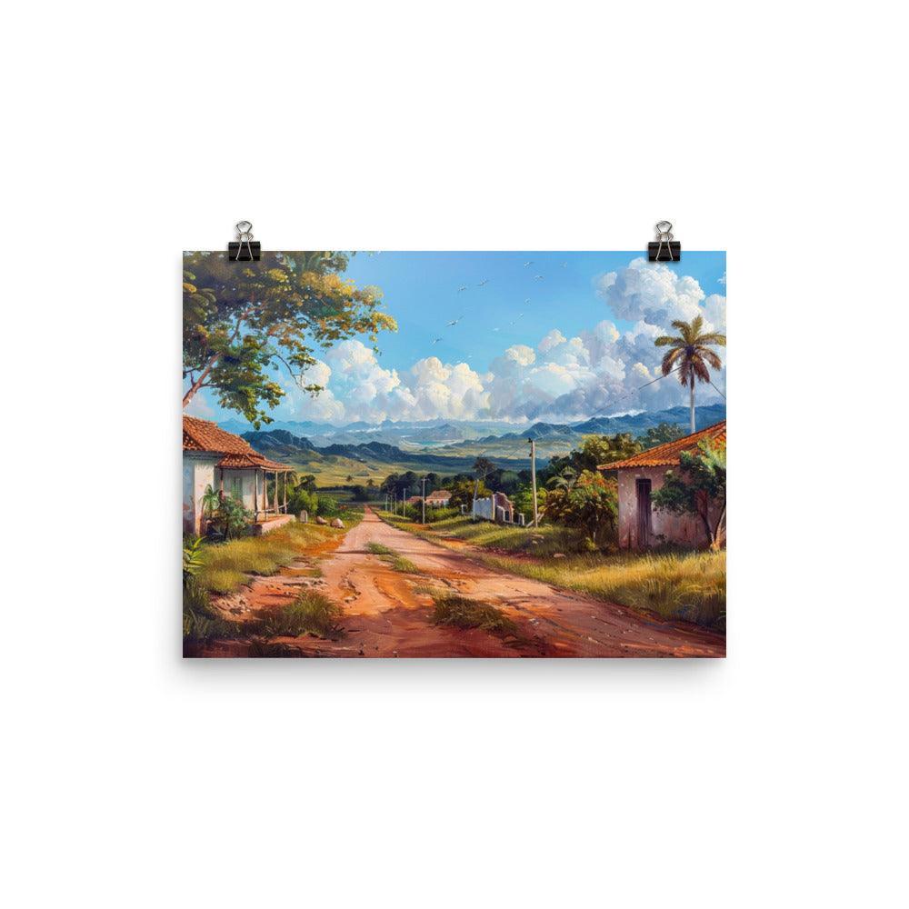 Cuba Time-Worn Village Road Scenic Oil Painting Poster - Oh Posters