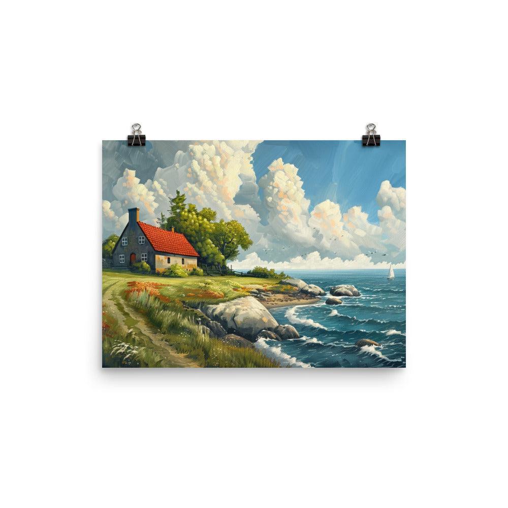 Coastal Cottage Denmark Landscape Painting Poster - Oh Posters