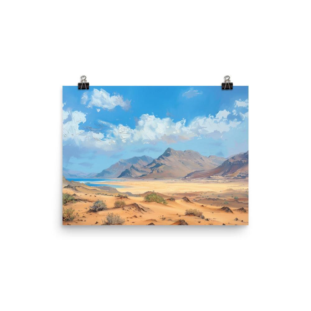 Djibouti Desert Mountains Landscape Painting Poster - Oh Posters