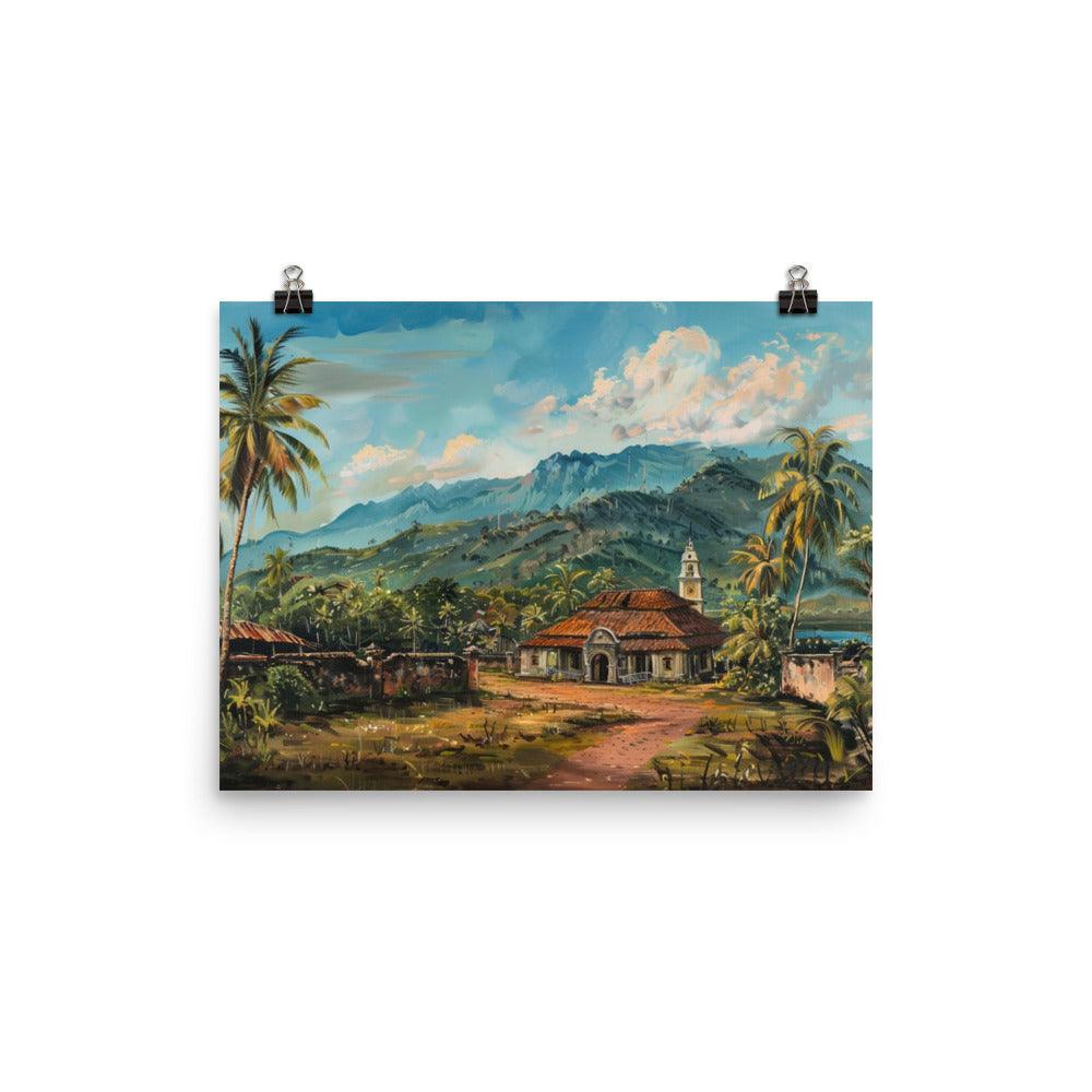 East Timor Tropical Mountain Village Painting Poster - Oh Posters