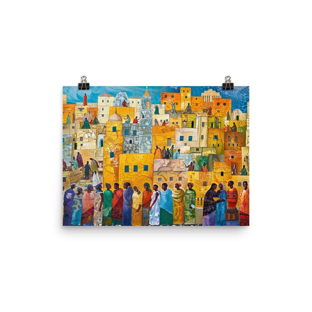 Eritrea Vibrant Town Mosaic Artwork Poster - Oh Posters