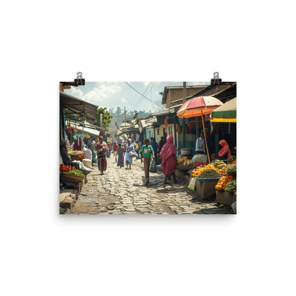 Ethiopia Colorful Open-Air Market with Street Vendors Poster - Oh Posters