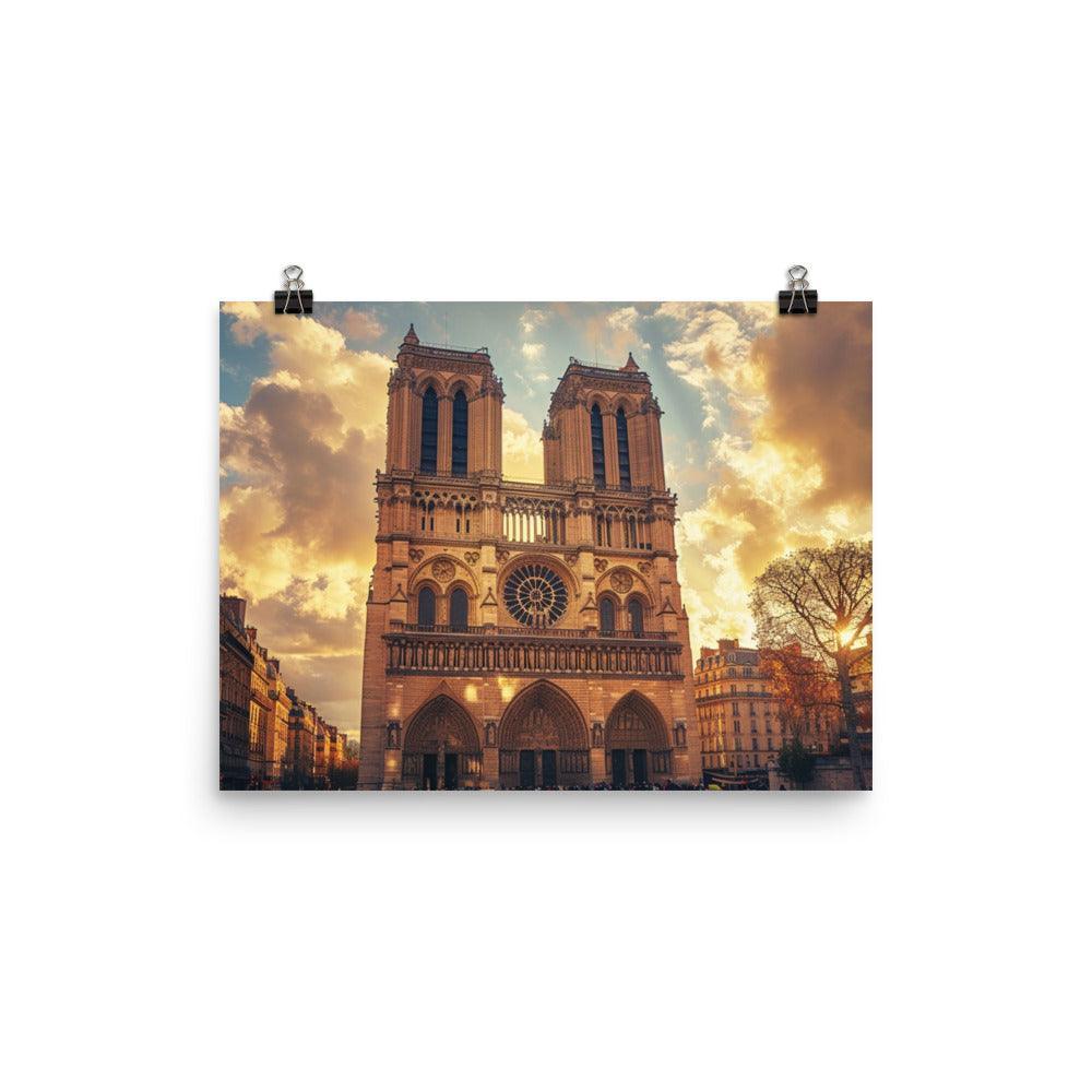 France Paris Notre Dame Cathedral Sunset Poster - Oh Posters