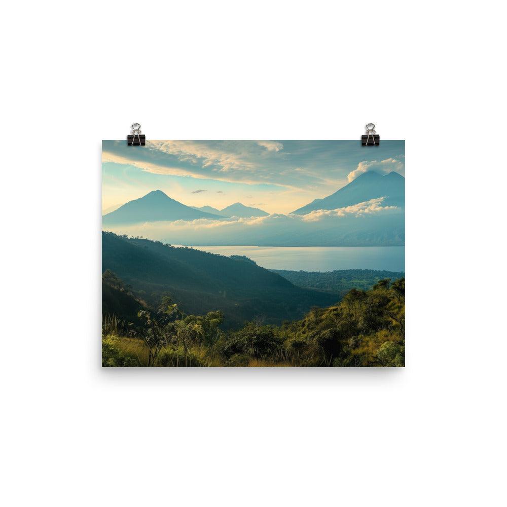 Guatemala Majestic Volcanic Lake Scenic Landscape Poster - Oh Posters