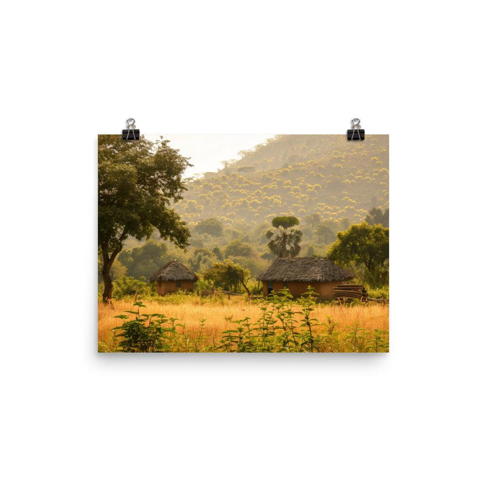 Guinea Rural Village Golden Morning Poster - Oh Posters