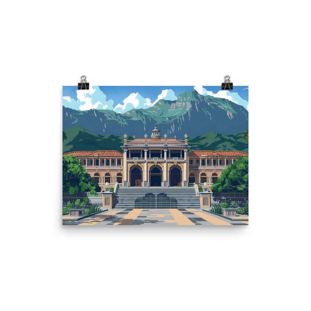 Honduras Historic Palace Pixel Art Poster - Oh Posters