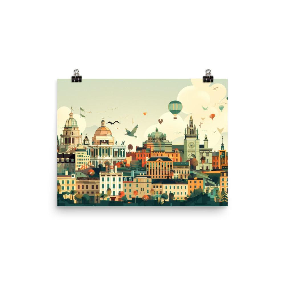 Ireland Historic Skyline Hot Air Balloons Poster - Oh Posters