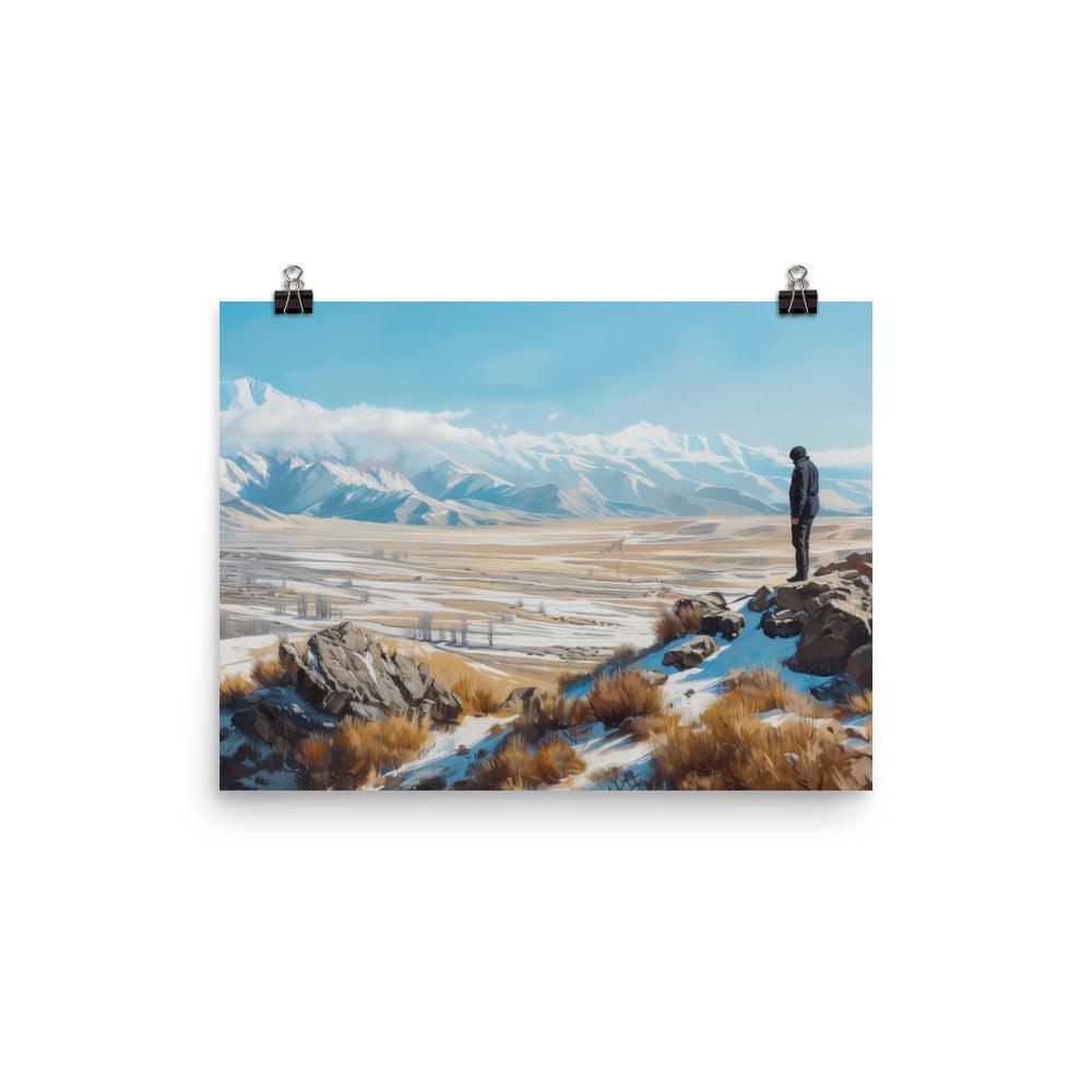 Kazakhstan Mountain Landscape Explorer Art Poster - Oh Posters