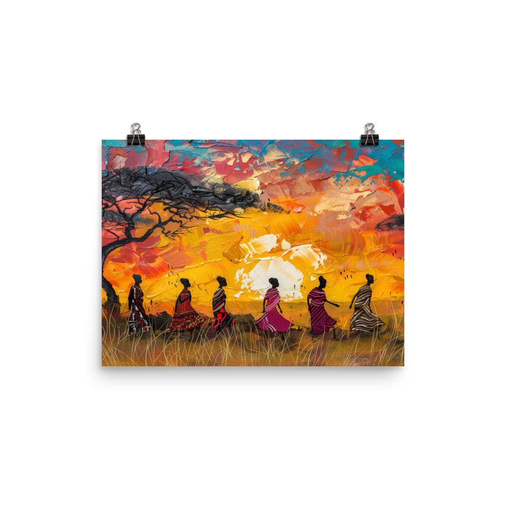 Kenya Maasai Women Sunset Silhouette Poster - Oh Posters